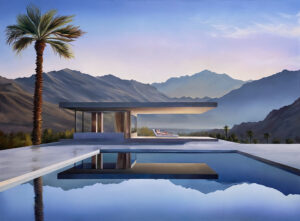 Poolside III, 2024, oil and acrylic on canvas, 105 x 140