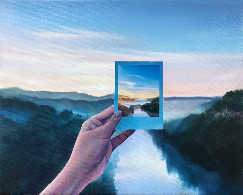 Polaroid I (Weltenburg), 2025, acrylic on canvas, 40 x 50 cm